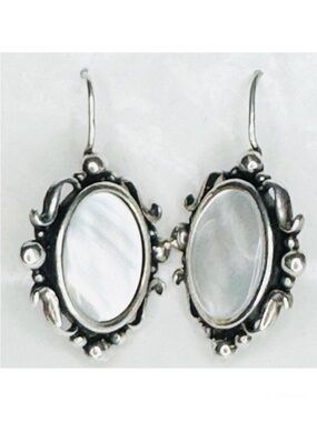 Sterling Silver & Mother Of Pearl Drop Earrings